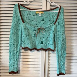 Urban Outfitters Crochet Knit Bow Tie Sweater